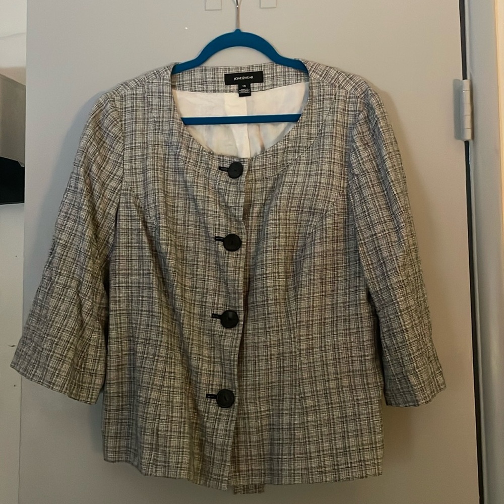Jones Wear Plaid Suite Jacket